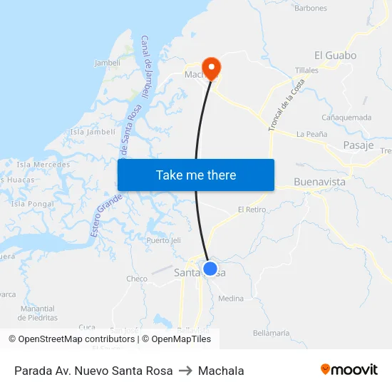 Parada Av. Nuevo Santa Rosa to Machala map