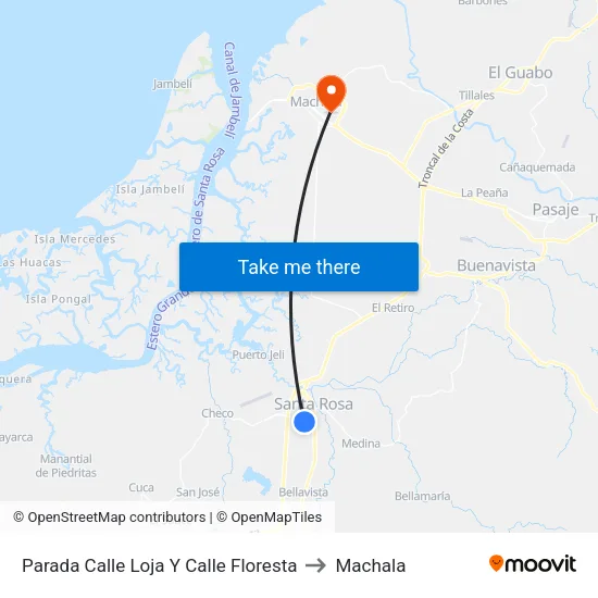 Parada Calle Loja Y Calle Floresta to Machala map