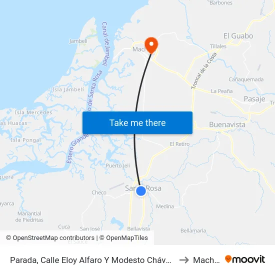 Parada, Calle Eloy Alfaro Y Modesto Chávez Franco to Machala map
