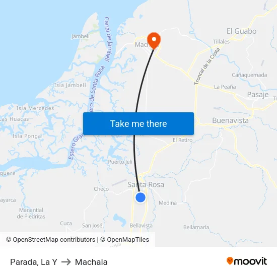 Parada, La Y to Machala map
