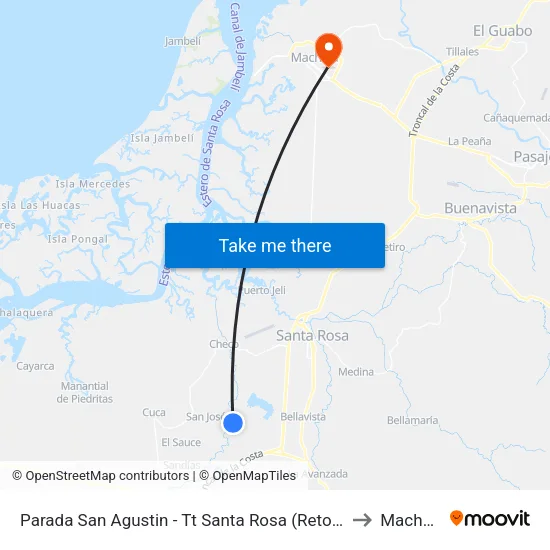 Parada San Agustin - Tt Santa Rosa (Retorno) to Machala map