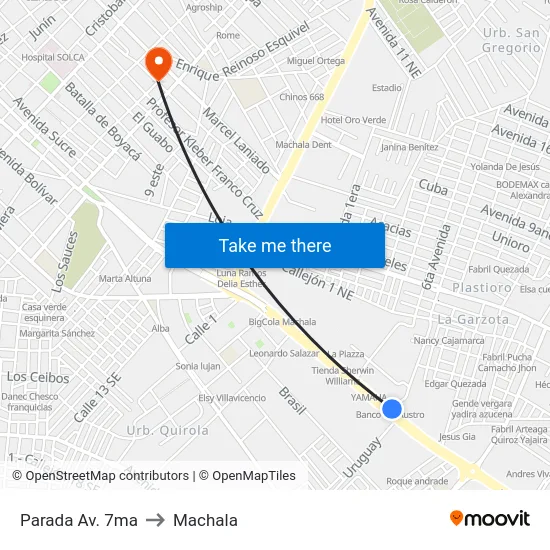 Parada Av. 7ma to Machala map