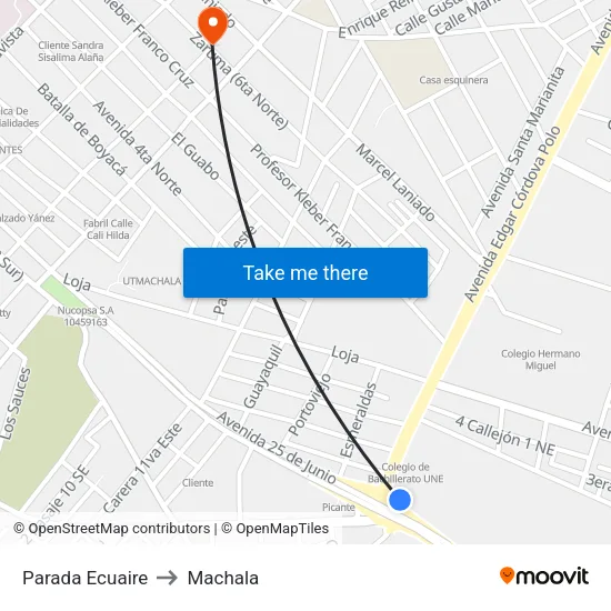 Parada Ecuaire to Machala map