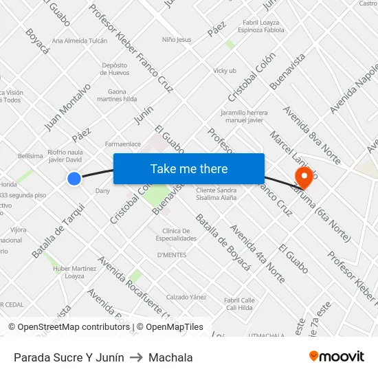 Parada Sucre Y Junín to Machala map