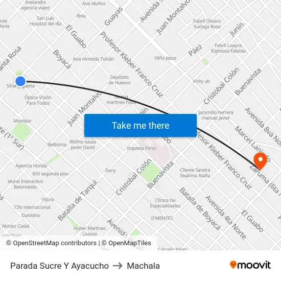 Parada Sucre Y Ayacucho to Machala map