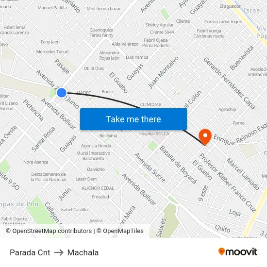 Parada Cnt to Machala map