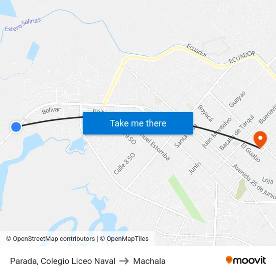 Parada, Colegio Liceo Naval to Machala map