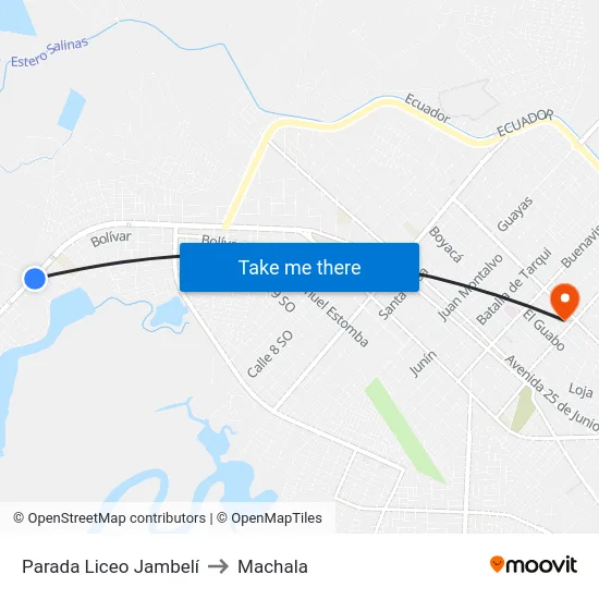 Parada Liceo Jambelí to Machala map