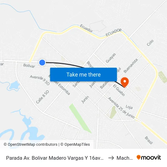 Parada Av. Bolivar Madero Vargas Y 16ava Oeste to Machala map