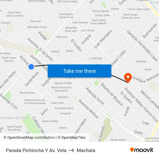 Parada Pichincha Y Av. Vela to Machala map