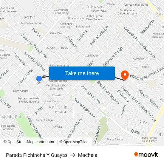 Parada Pichincha Y Guayas to Machala map