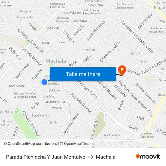 Parada Pichincha Y Juan Montalvo to Machala map