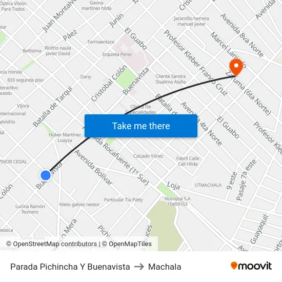 Parada Pichincha Y Buenavista to Machala map