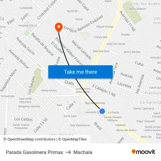 Parada Gasolinera Primax to Machala map