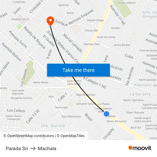 Parada Sri to Machala map