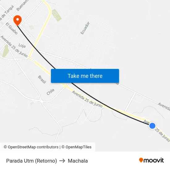 Parada Utm (Retorno) to Machala map