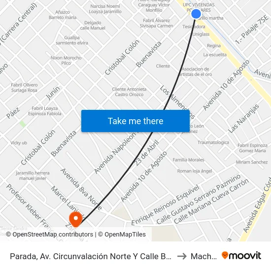 Parada, Av. Circunvalación Norte Y Calle Buenavista to Machala map