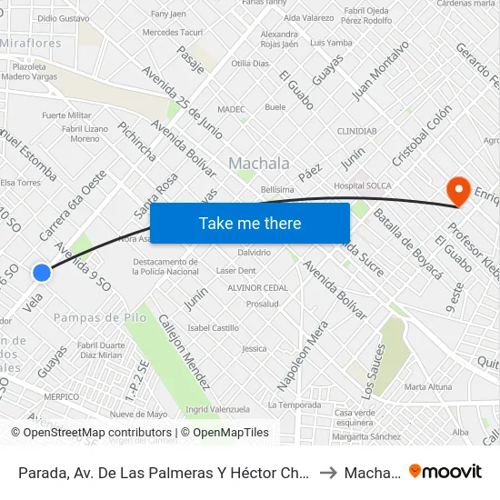 Parada, Av. De Las Palmeras Y Héctor Chica to Machala map