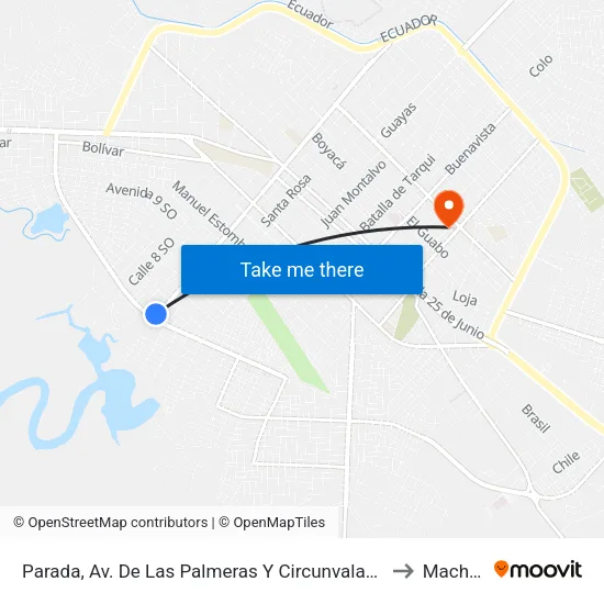 Parada, Av. De Las Palmeras Y Circunvalacion Sur to Machala map
