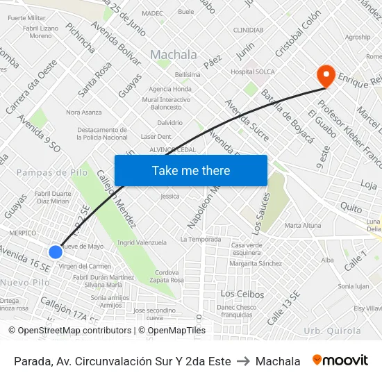 Parada, Av. Circunvalación Sur Y 2da Este to Machala map