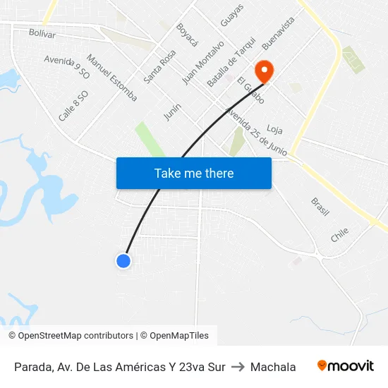 Parada, Av. De Las Américas Y 23va Sur to Machala map