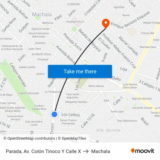 Parada, Av. Colón Tinoco Y Calle X to Machala map