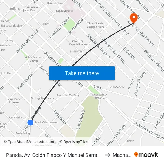Parada, Av. Colón Tinoco Y Manuel Serrano to Machala map