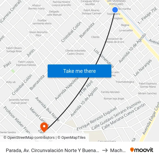 Parada, Av. Circunvalación Norte Y Buenavista to Machala map