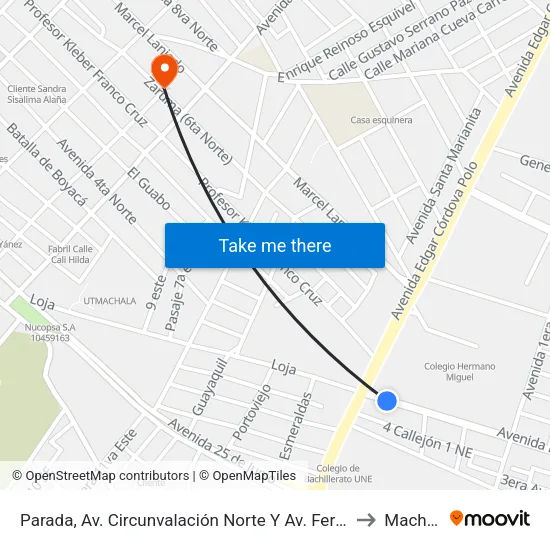 Parada, Av. Circunvalación Norte Y Av. Ferroviaria to Machala map