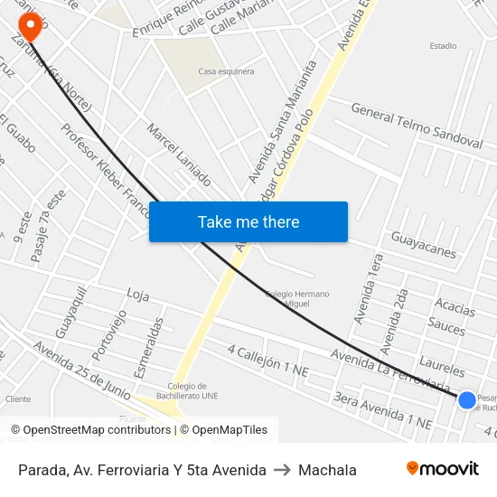 Parada, Av. Ferroviaria Y 5ta Avenida to Machala map