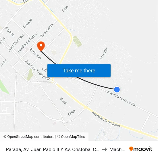 Parada, Av. Juan Pablo II Y Av. Cristobal Colón to Machala map