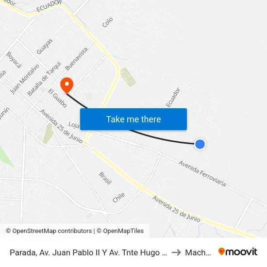 Parada, Av. Juan Pablo II Y Av. Tnte Hugo Ortíz to Machala map