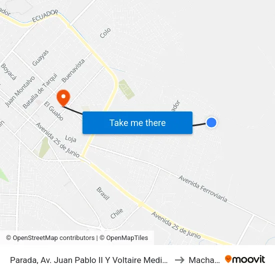 Parada, Av. Juan Pablo II Y Voltaire Medina to Machala map