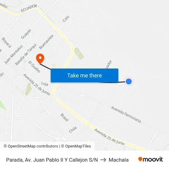 Parada, Av. Juan Pablo II Y Callejon S/N to Machala map