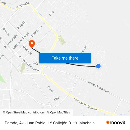 Parada, Av. Juan Pablo II Y Callejón D to Machala map