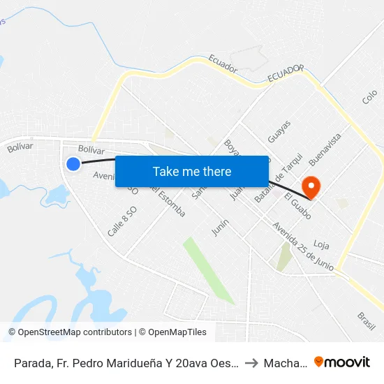 Parada, Fr. Pedro Maridueña Y 20ava Oeste to Machala map