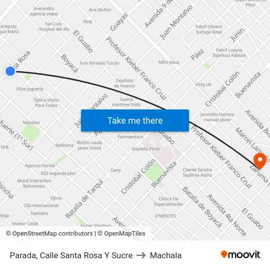 Parada, Calle Santa Rosa Y Sucre to Machala map