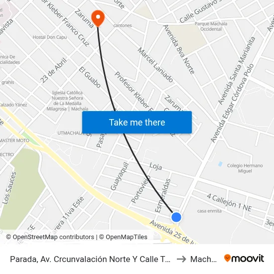 Parada, Av. Crcunvalación Norte Y Calle Tulcan to Machala map