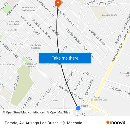 Parada, Av. Arízaga Las Brisas to Machala map