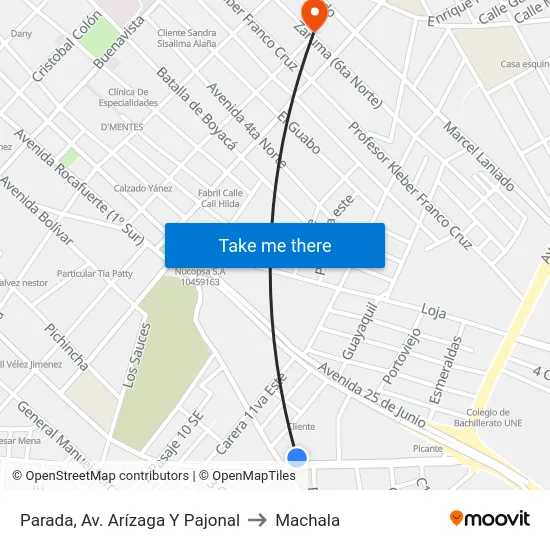 Parada, Av. Arízaga Y Pajonal to Machala map