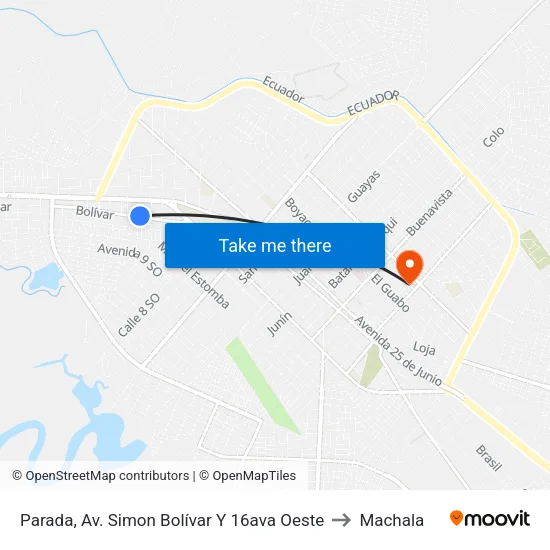 Parada, Av. Simon Bolívar Y 16ava Oeste to Machala map