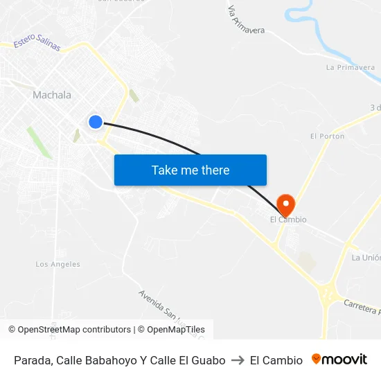 Parada, Calle Babahoyo Y Calle El Guabo to El Cambio map