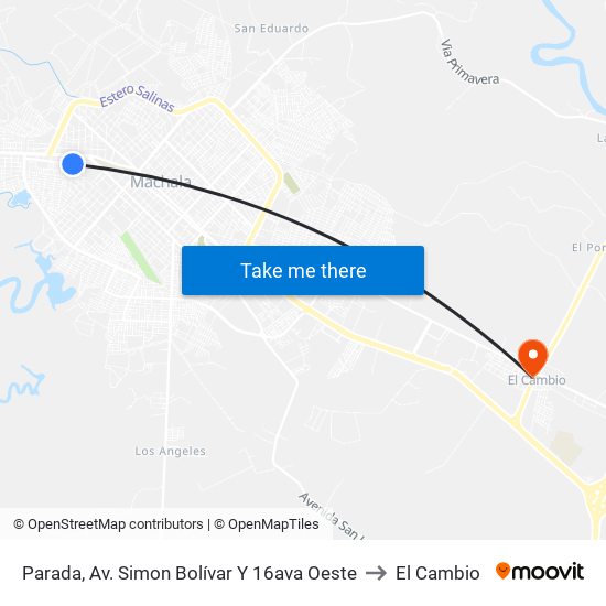 Parada, Av. Simon Bolívar Y 16ava Oeste to El Cambio map