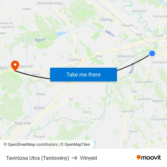 Tavirózsa Utca (Tanösvény) to Vitnyéd map
