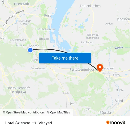 Hotel Szieszta to Vitnyéd map