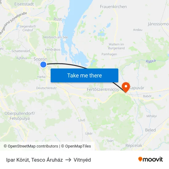 Ipar Körút, Tesco Áruház to Vitnyéd map