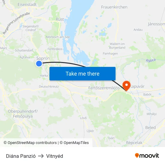 Diána Panzió to Vitnyéd map