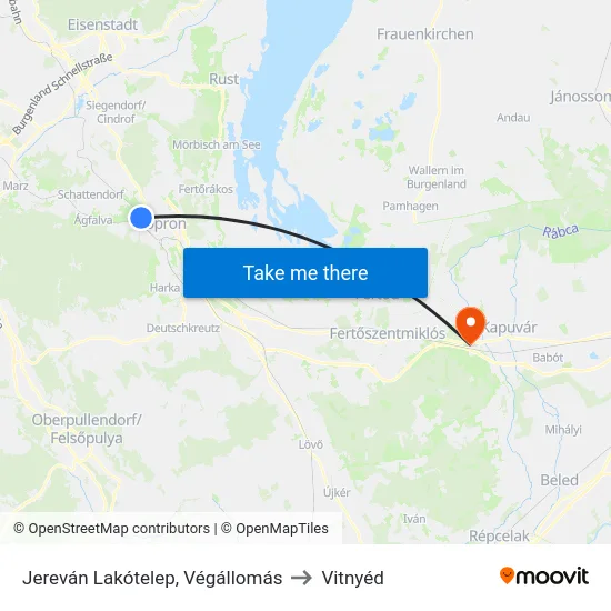 Jereván Lakótelep, Végállomás to Vitnyéd map