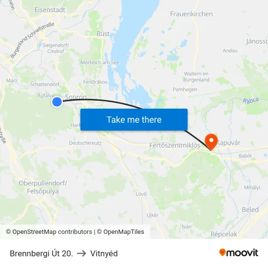 Brennbergi Út 20. to Vitnyéd map