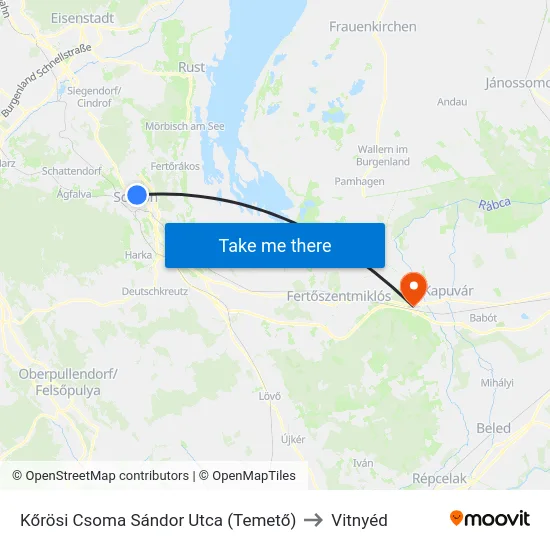 Kőrösi Csoma Sándor Utca (Temető) to Vitnyéd map